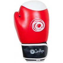 Перчатки боксёрские INDIGO натуральная кожа PS-789 14 унций Красно-черно-белый