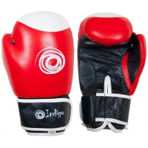 Перчатки боксёрские INDIGO натуральная кожа PS-789 8 унций Красно-черно-белый